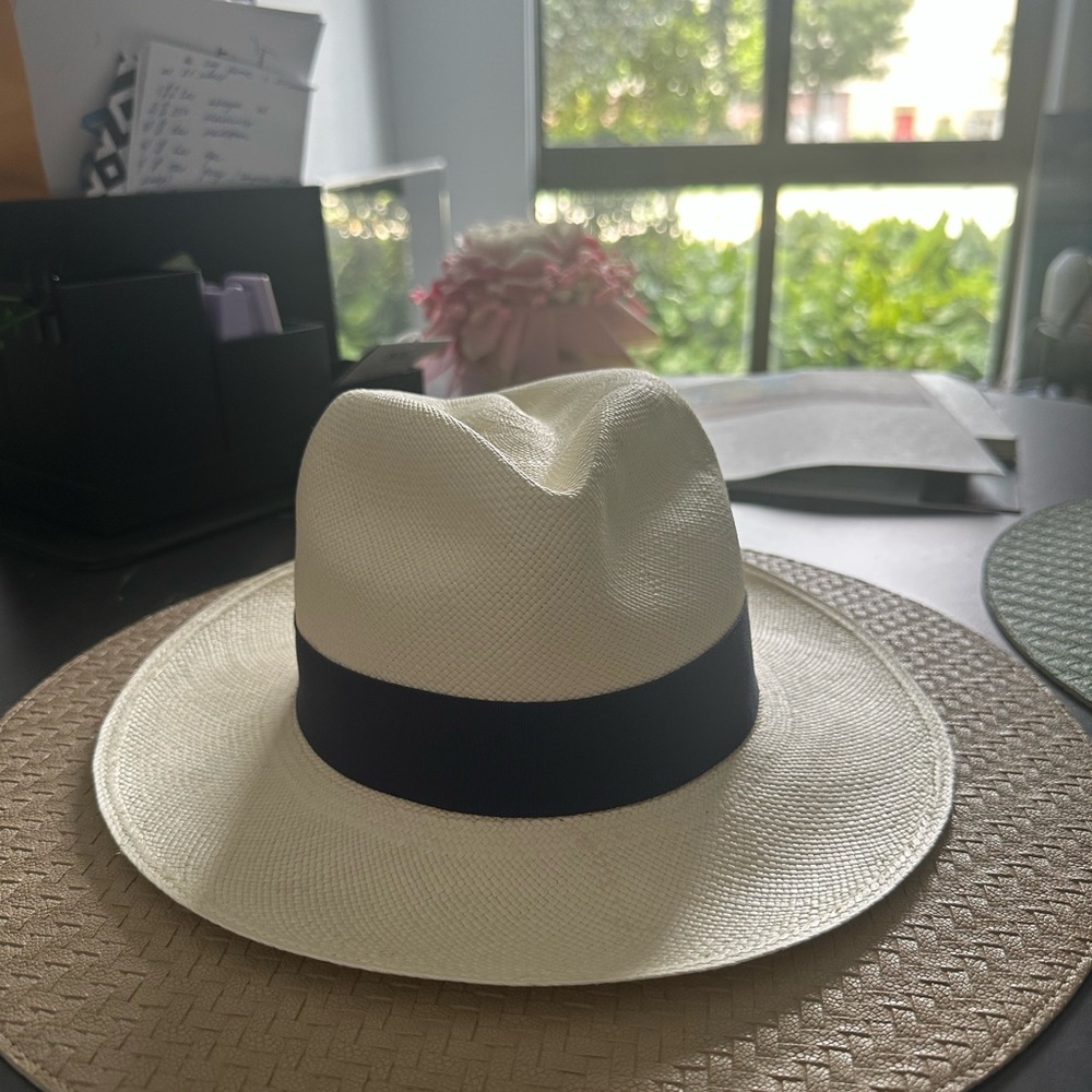 Classic White Fedora Hat with Black Band